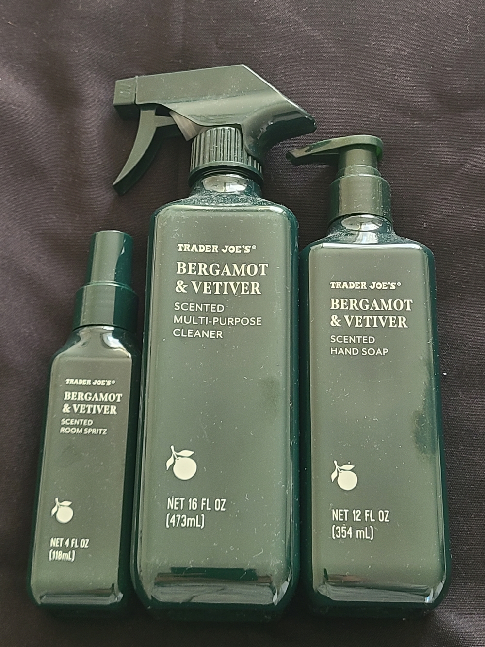 New Trader Joe's Bergamot Vetiver Hand Soap, Multi-purposeCleaner, Room Spritz